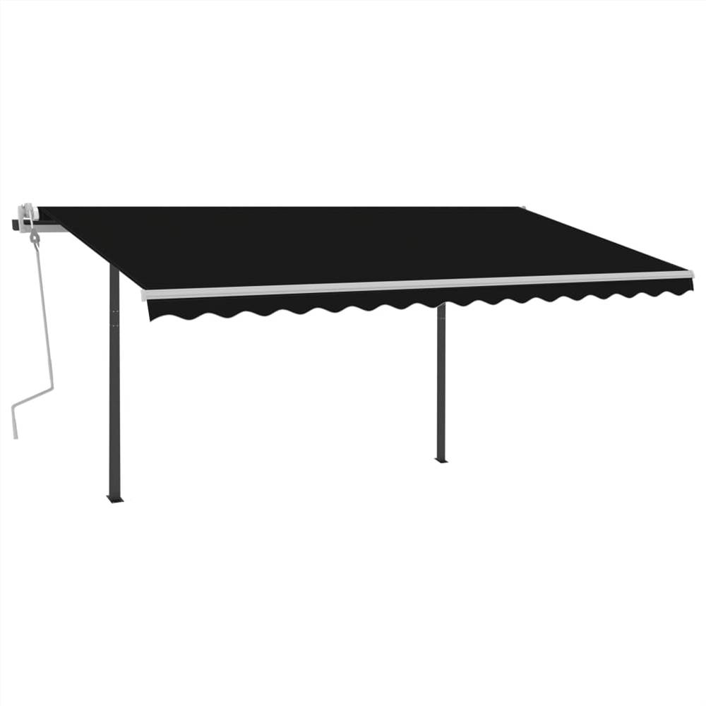Manual Retractable Awning with Posts 4.5x3.5 m Anthracite