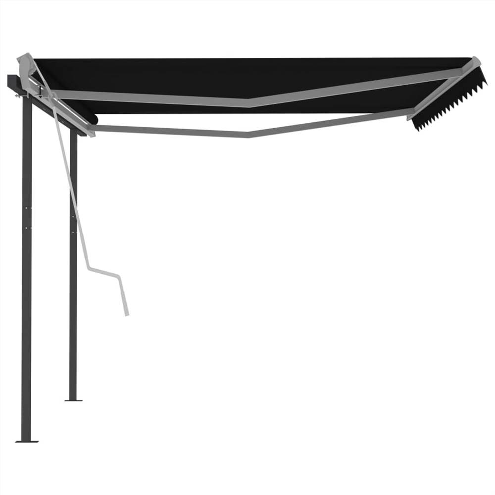 Manual Retractable Awning with Posts 4.5x3.5 m Anthracite