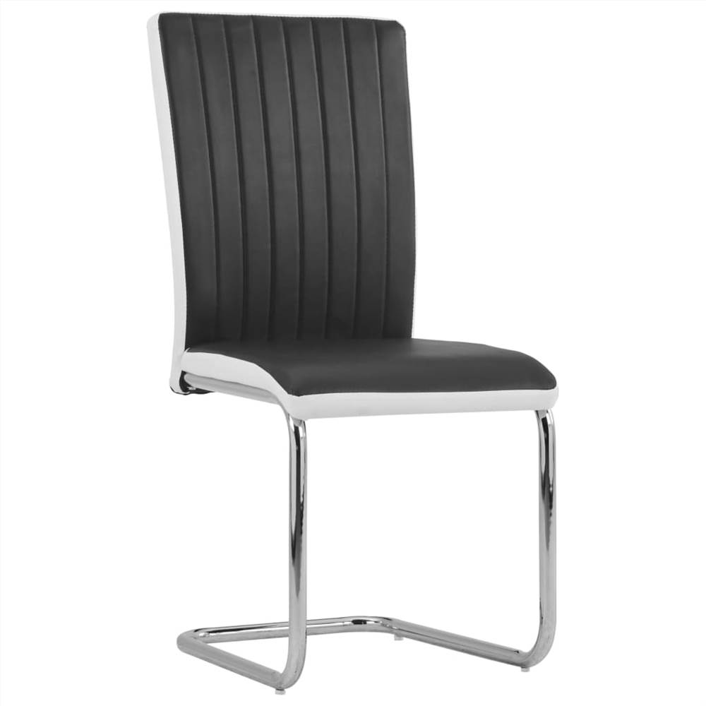 Cantilever Dining Chairs 4 pcs Black Faux Leather