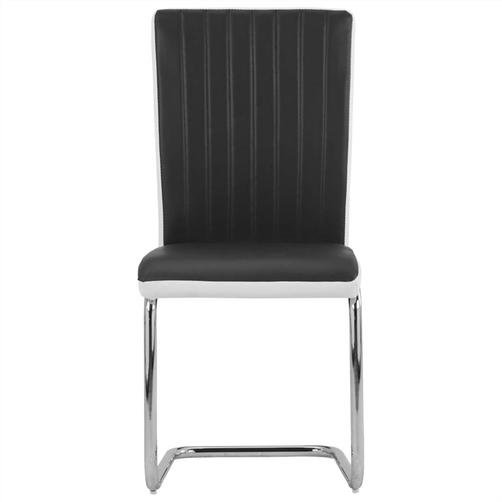 Cantilever Dining Chairs 4 pcs Black Faux Leather