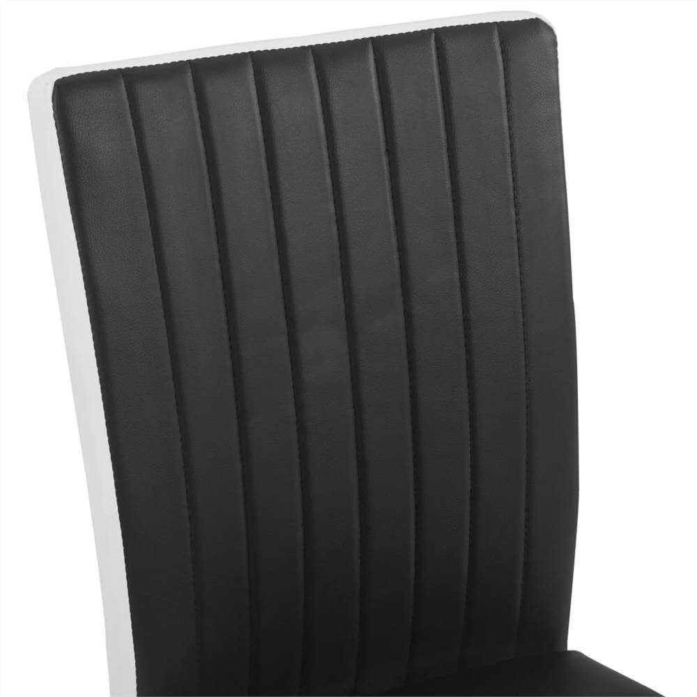 Cantilever Dining Chairs 4 pcs Black Faux Leather