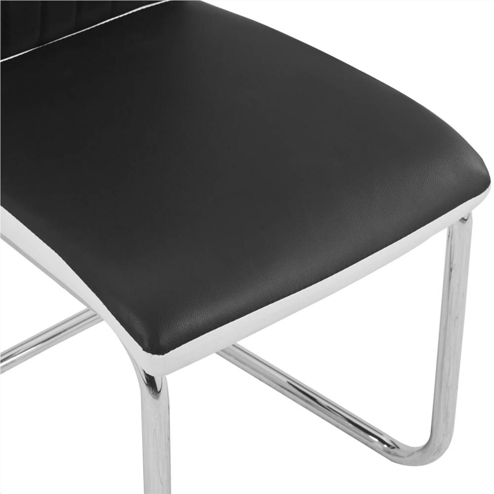 Cantilever Dining Chairs 4 pcs Black Faux Leather