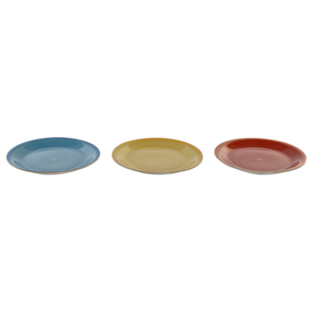 

DKD Home Decor Multicolour Stoneware Flat Plate (3 pcs) (26 x 26 x 3 cm)