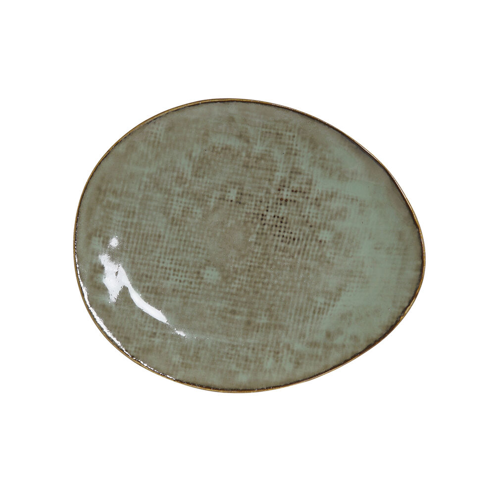 Flat plate DKD Home Decor Turquoise Stoneware (19.6 x 16.6 x 2.2 cm)