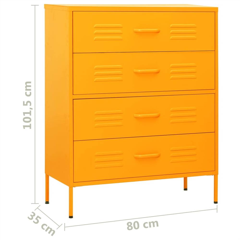 Chest of Drawers Mustard Yellow 80x35x101.5 cm Steel