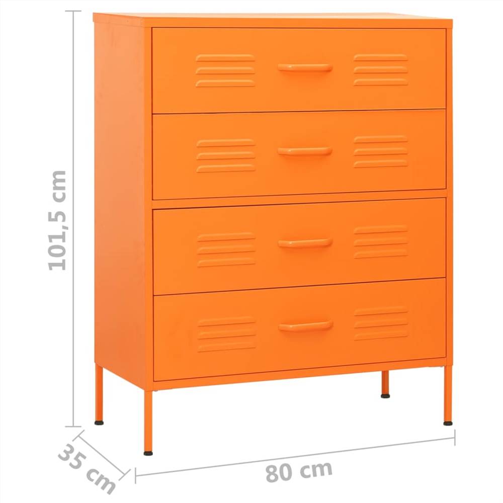 Chest of Drawers Orange 80x35x101.5 cm Steel