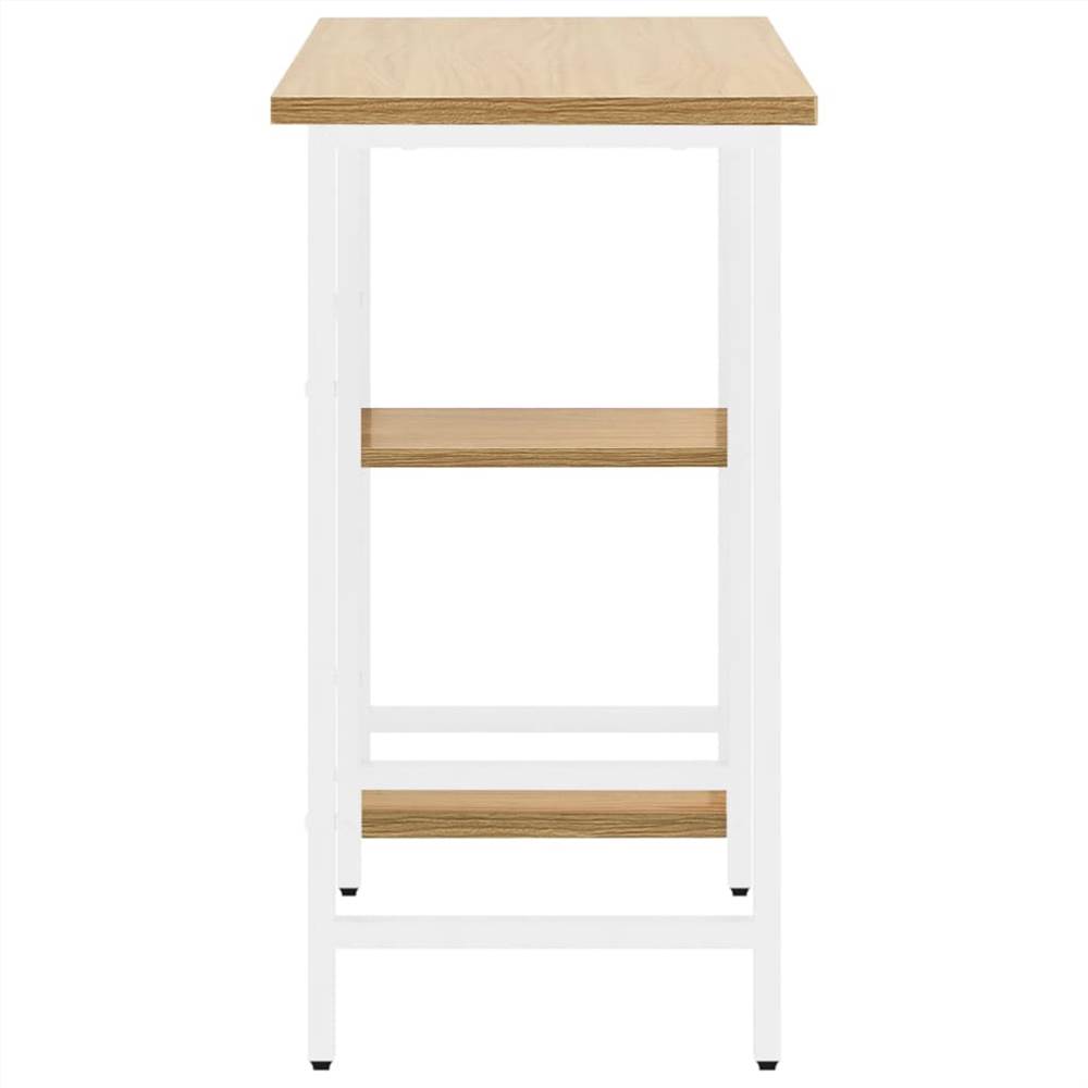 Computer Desk White and Light Oak 80x40x72 cm MDF and Metal