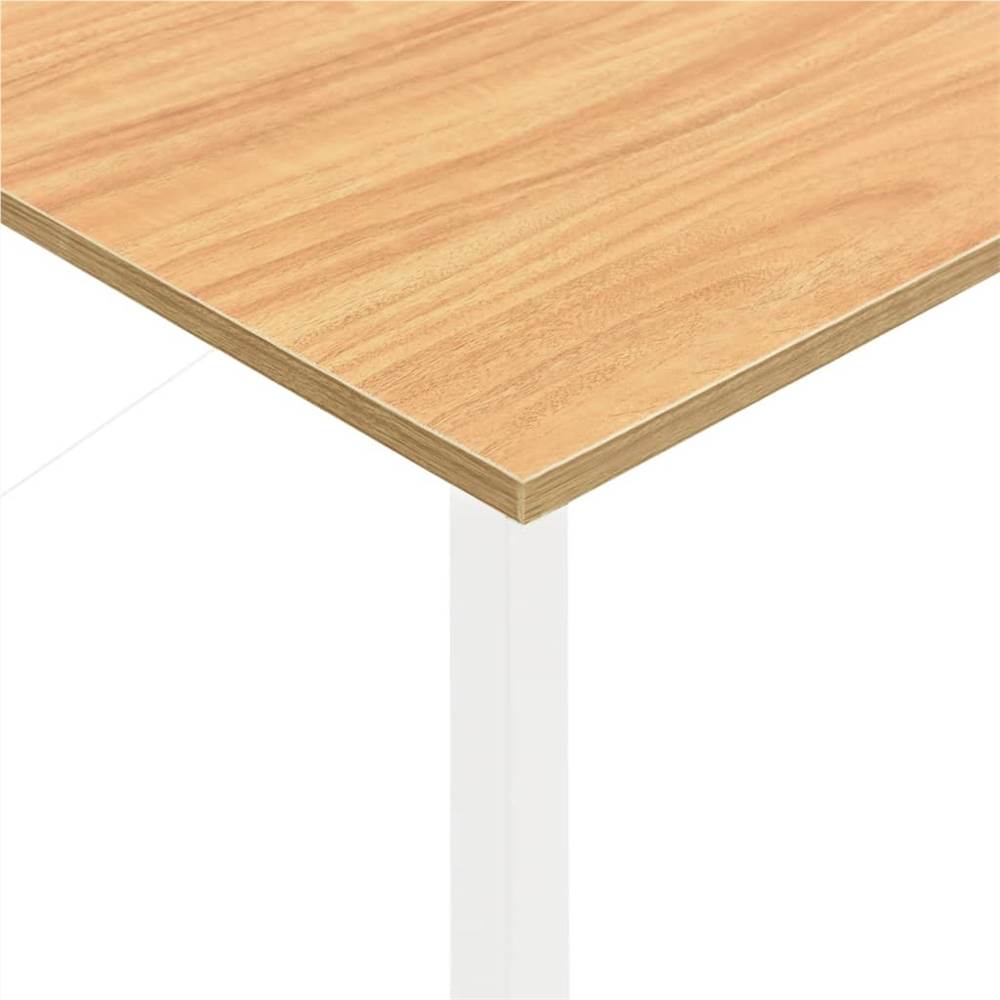 Computer Desk White and Light Oak 80x40x72 cm MDF and Metal