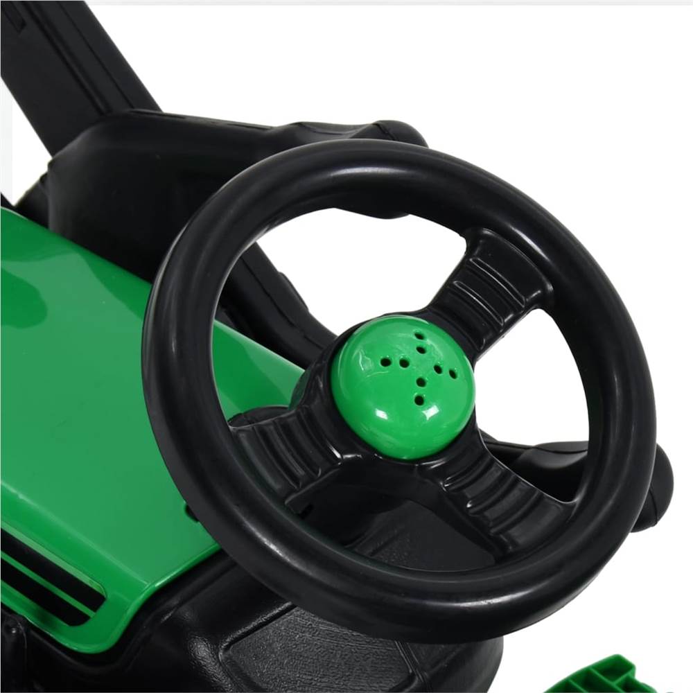 Pedal Tractor for Kids with Trailer and Loader Green and Black