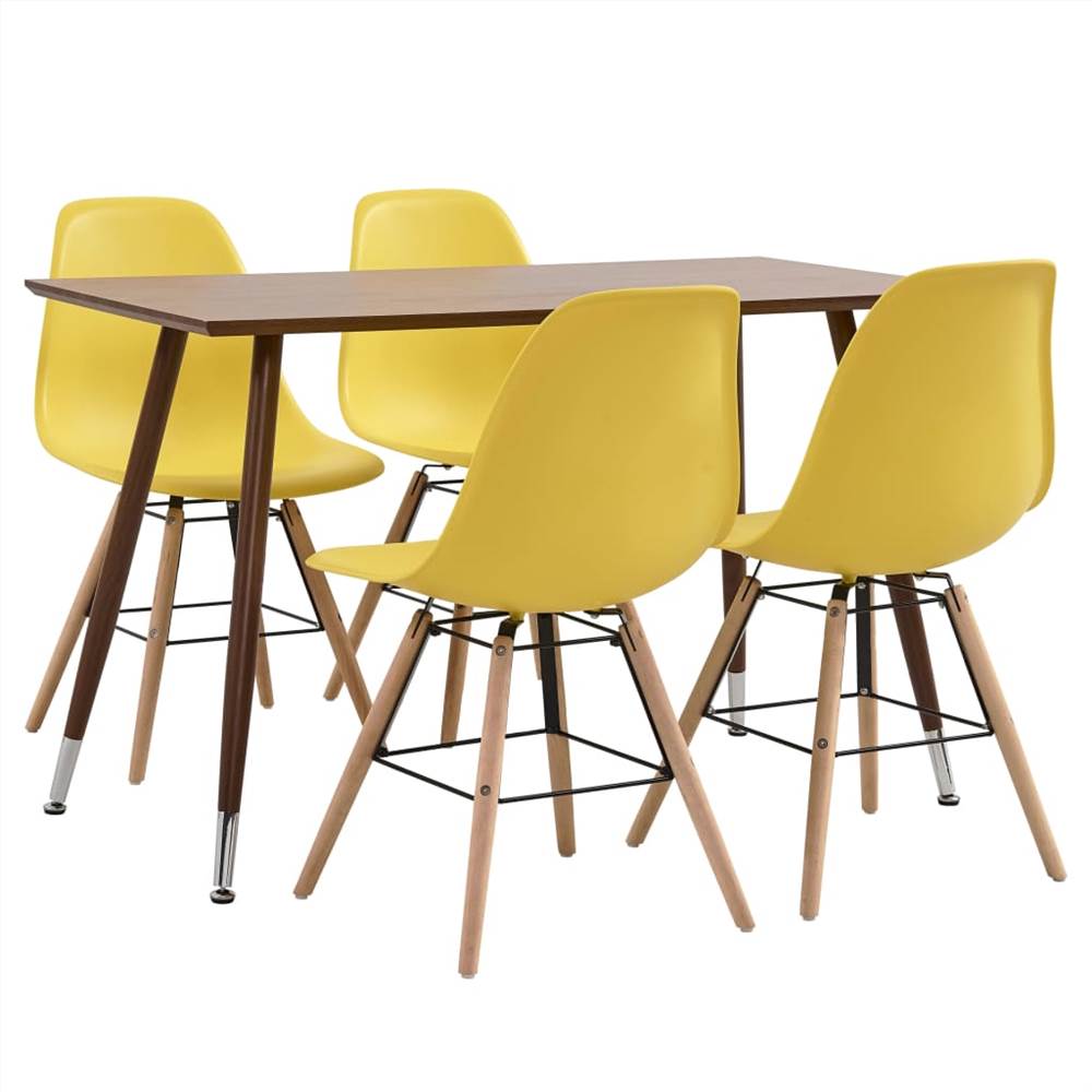5 Piece Dining Set Plastic Yellow
