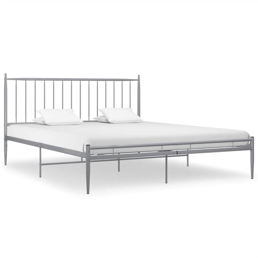 Bed Frame Grey Metal 140x200 cm