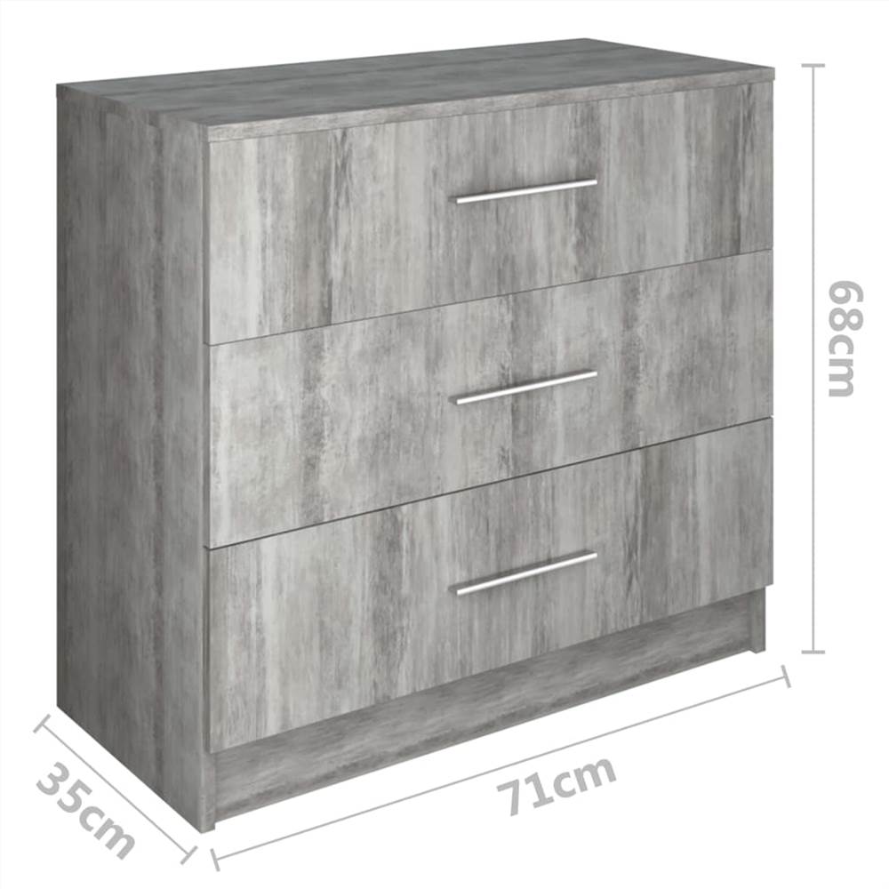 Chest of Drawers Chipboard 71x35x68 cm Concrete