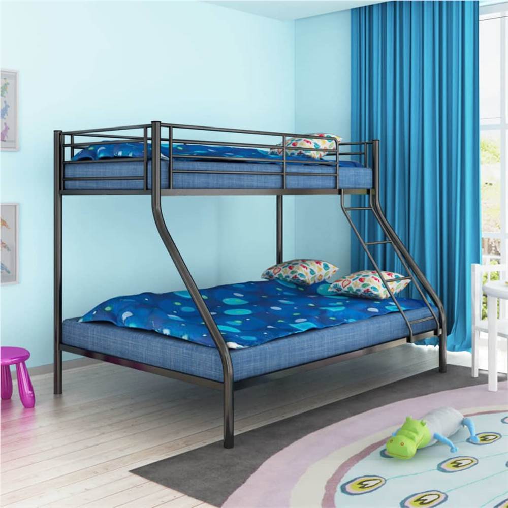 

Children's Bunk Bed Frame Black Metal 140x200/90x200 cm