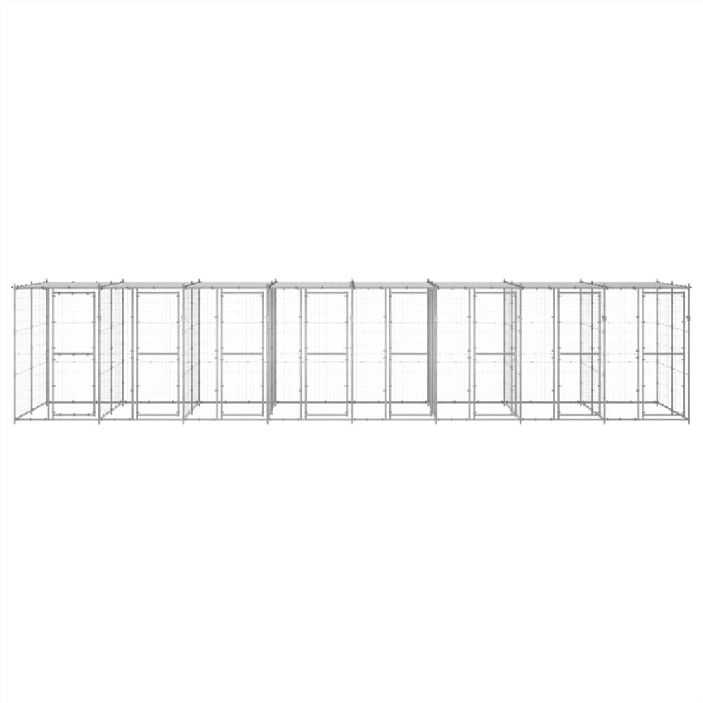Outdoor Dog Kennel Galvanised Steel with Roof 19.36 m²