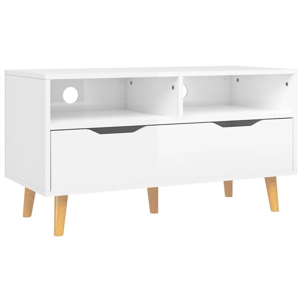 TV Cabinet High Gloss White 90x40x48.5 cm Chipboard