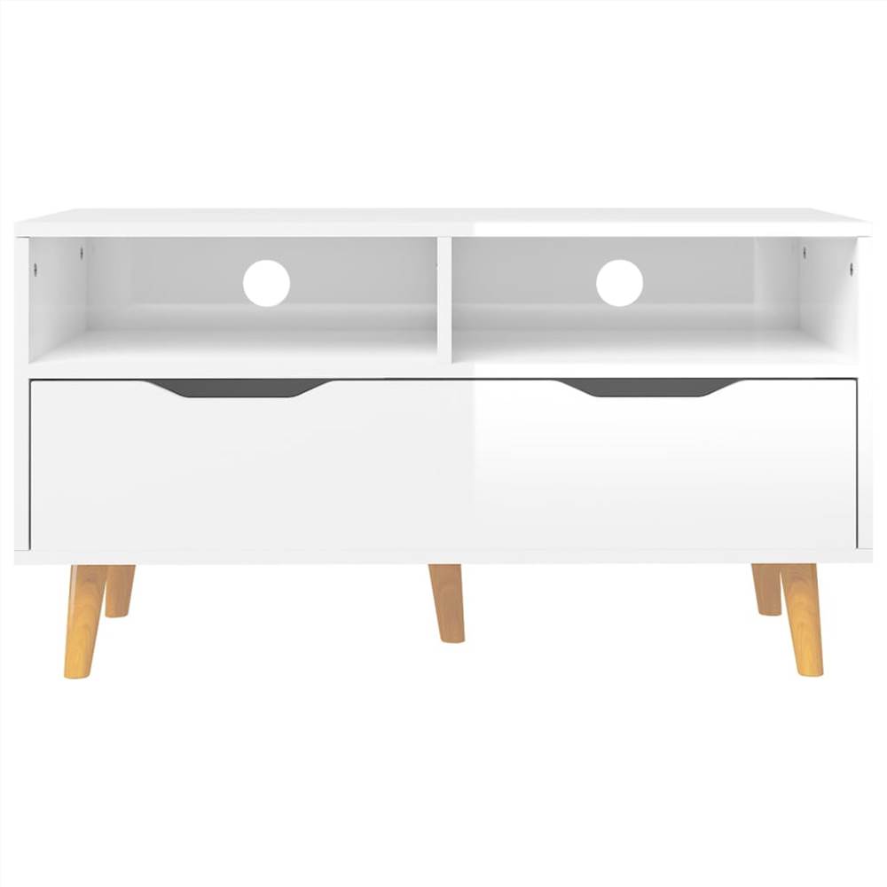 TV Cabinet High Gloss White 90x40x48.5 cm Chipboard