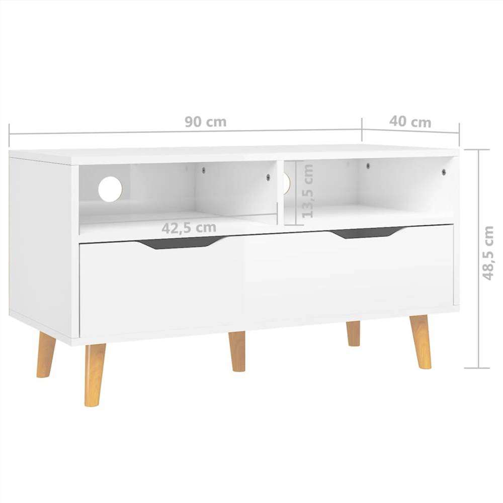 TV Cabinet High Gloss White 90x40x48.5 cm Chipboard