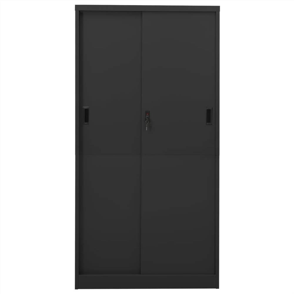 Office Cabinet with Sliding Door Anthracite 90x40x180 cm Steel