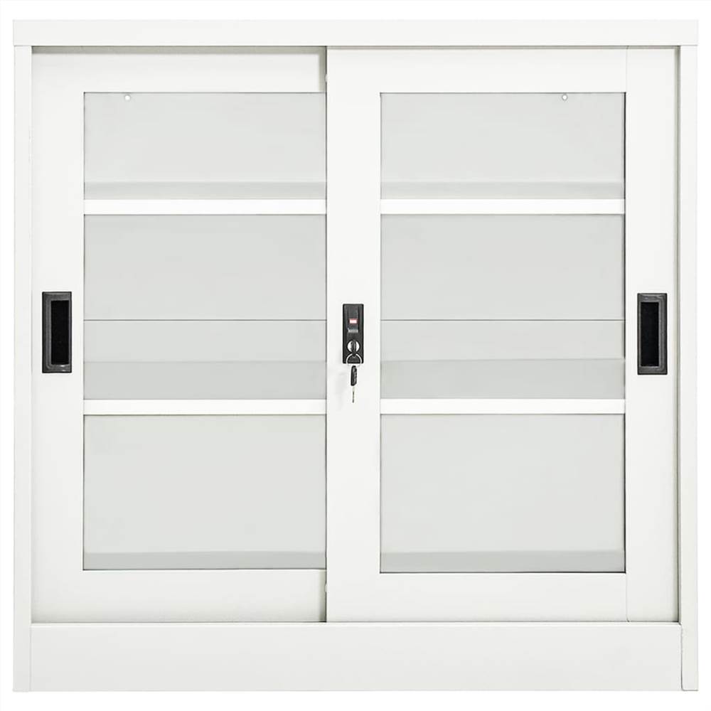 Sliding Door Cabinet White 90x40x90 cm Steel