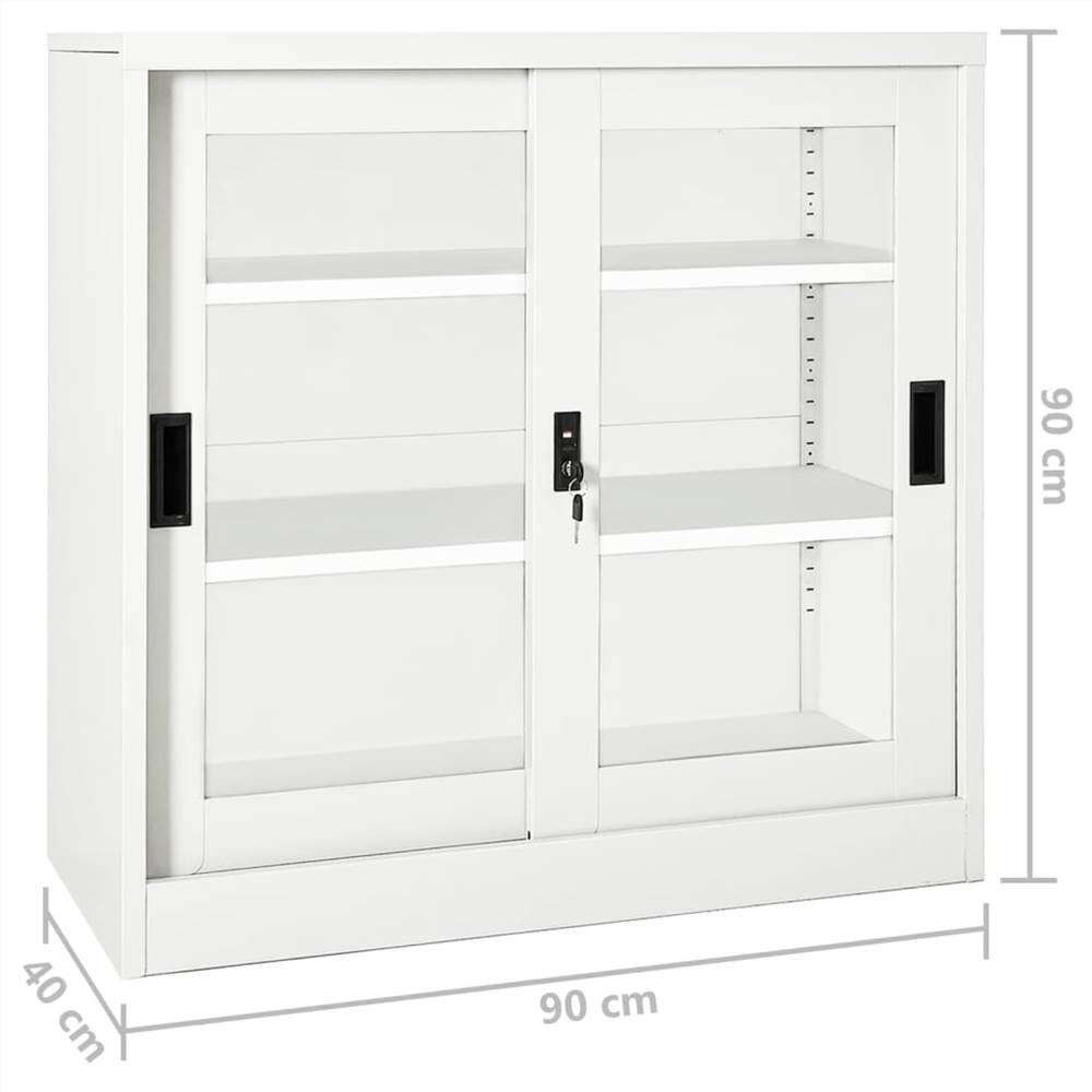 Sliding Door Cabinet White 90x40x90 cm Steel