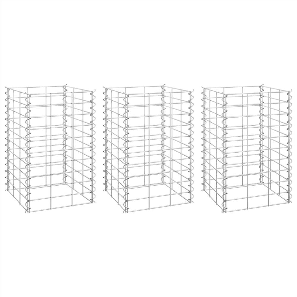 Gabion Raised Beds 3 pcs 30x30x50 cm Iron