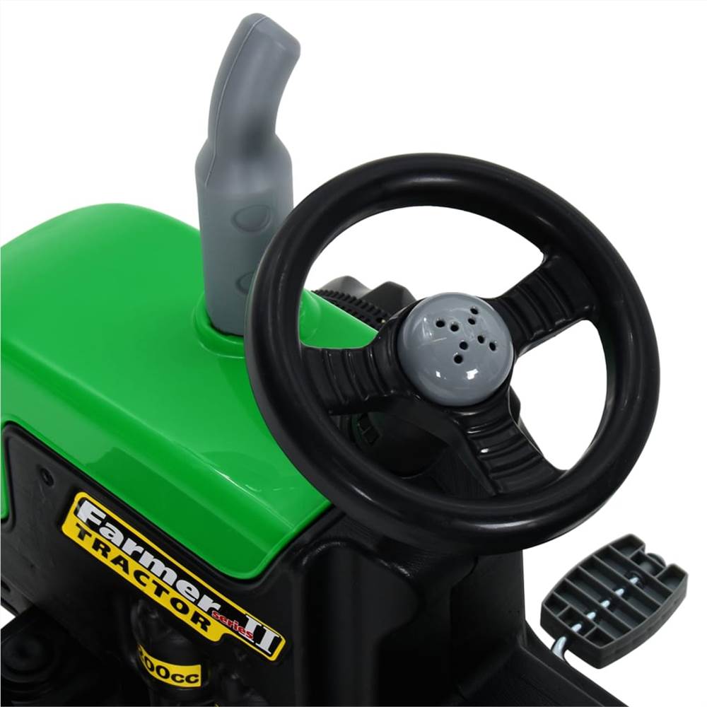 Pedal Tractor for Kids with Trailer Green and Black