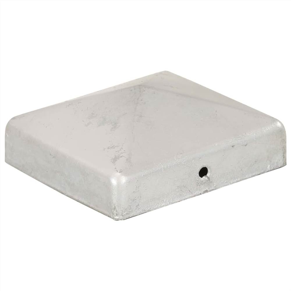 Pyramid Fence Post Caps 6 pcs Galvanised Metal 81x81 mm