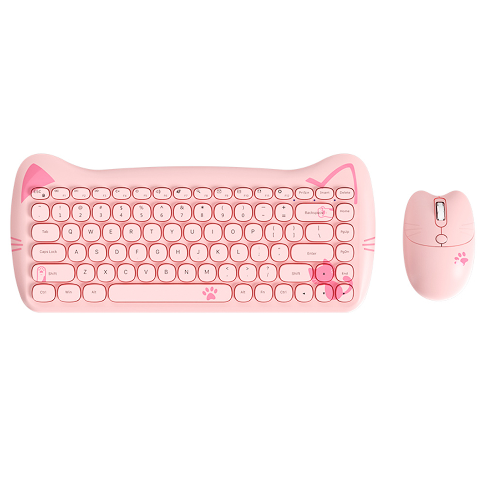 

Ajazz A3060 2.4G Wireless Keyboard and Mouse Set Cute Pet Design 84 Keys Support Mac iOS Windows - Pink
