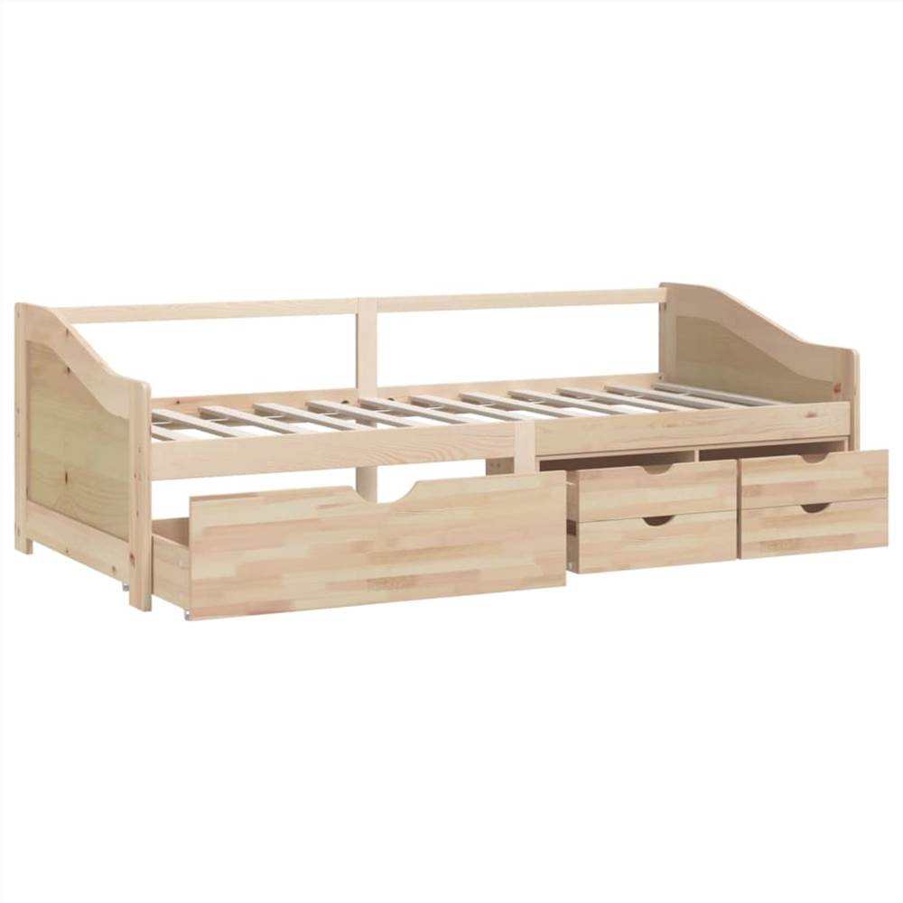 3-Seater Day Bed with Drawers Solid Pinewood 90x200 cm