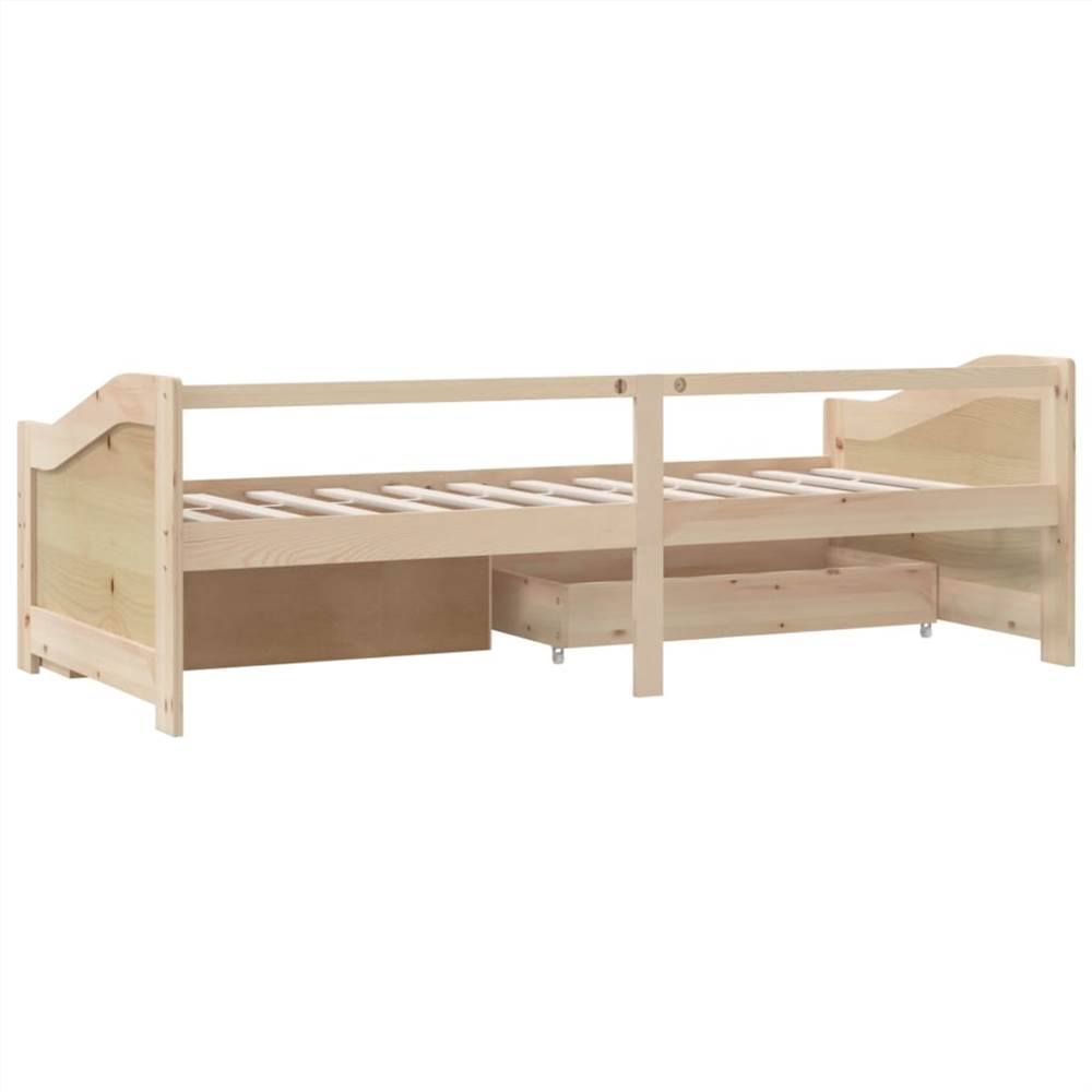 3-Seater Day Bed with Drawers Solid Pinewood 90x200 cm