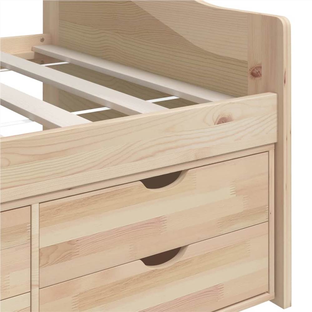 3-Seater Day Bed with Drawers Solid Pinewood 90x200 cm