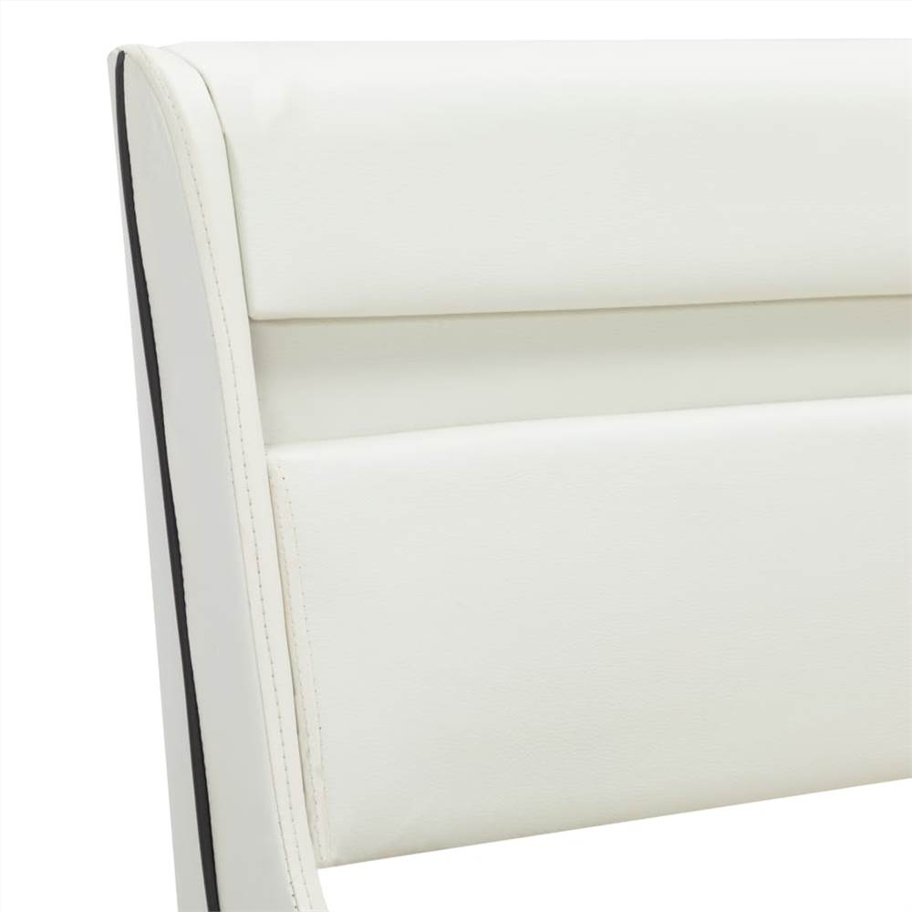 Bed Frame with LED White Faux Leather 135x190 cm