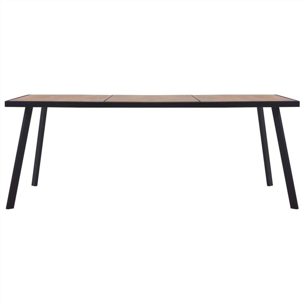 Dining Table Light Wood and Black 200x100x75 cm MDF