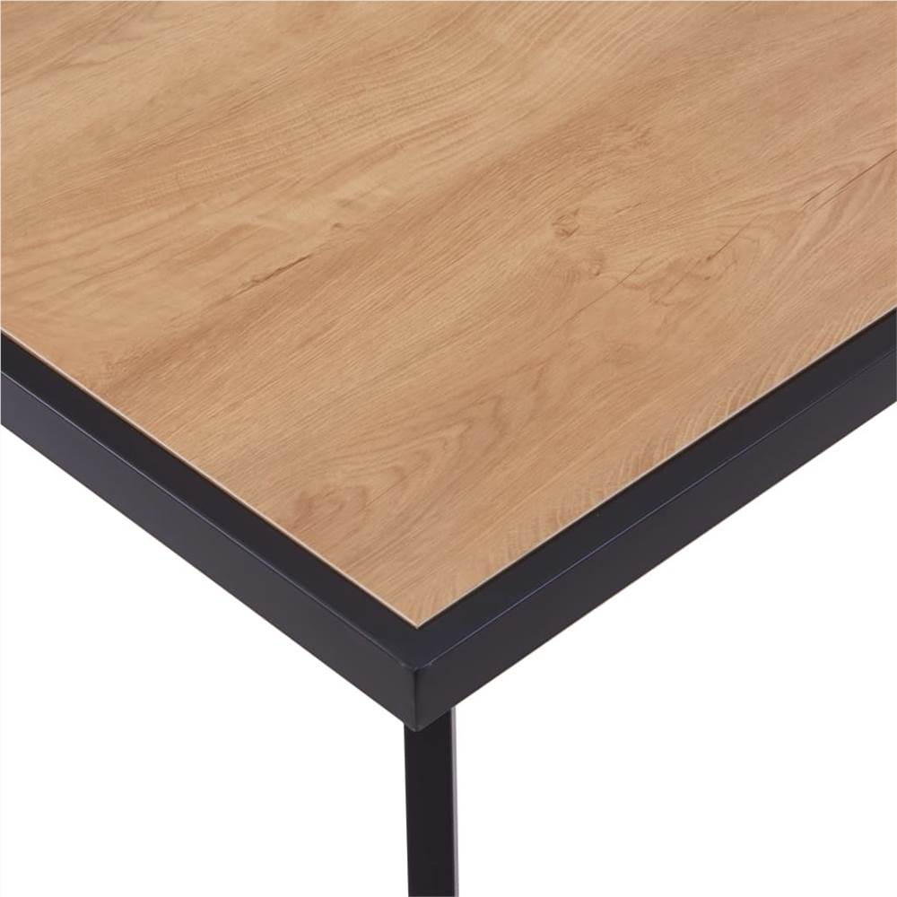Dining Table Light Wood and Black 200x100x75 cm MDF