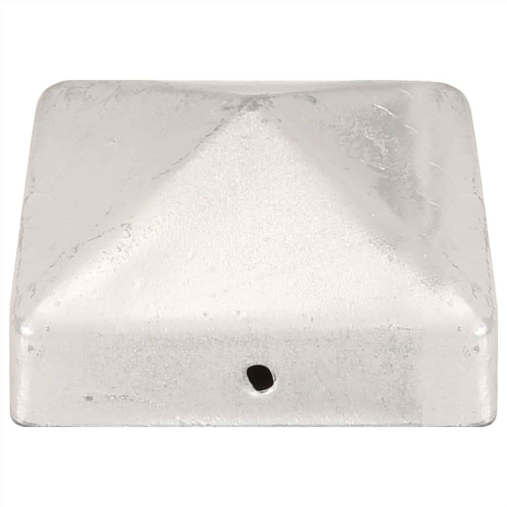 Pyramid Fence Post Caps 6 pcs Galvanised Metal 71x71 mm