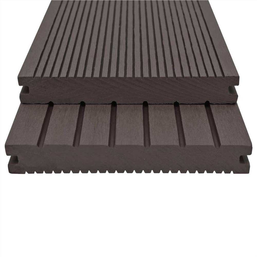 WPC Solid Decking Boards with Accessories 16m² 2.2m Dark Brown