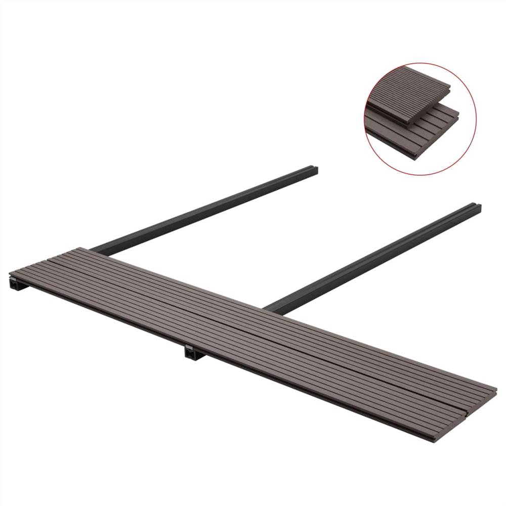 WPC Solid Decking Boards with Accessories 16m² 2.2m Dark Brown