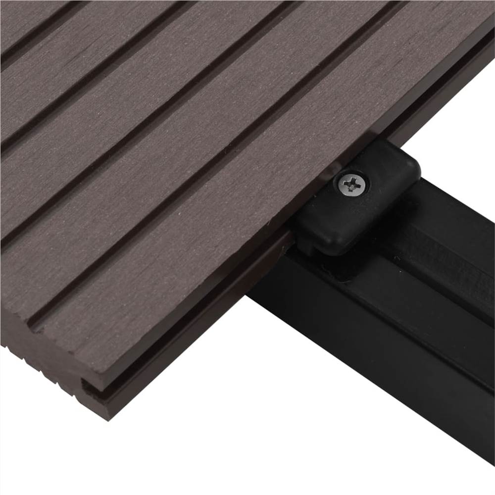 WPC Solid Decking Boards with Accessories 16m² 2.2m Dark Brown