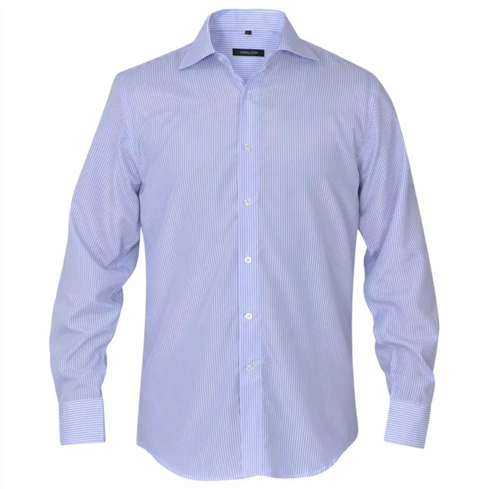 Mens Business Shirt White and Light Blue Stripe Size XXL