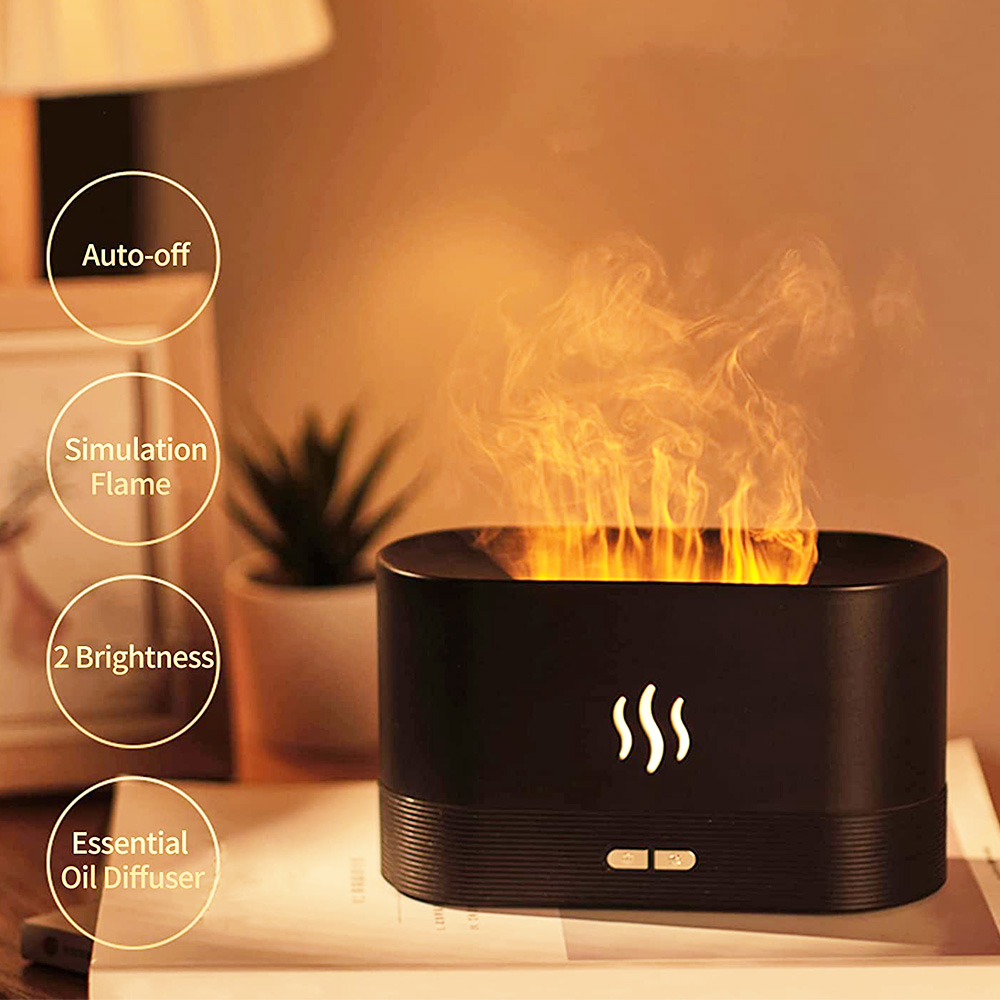 

Kavolet Aromatherapy Diffuser USB Ultrasonic Cool Mist Aroma Essential Oil Diffuser Simulation Flame Mist - Black