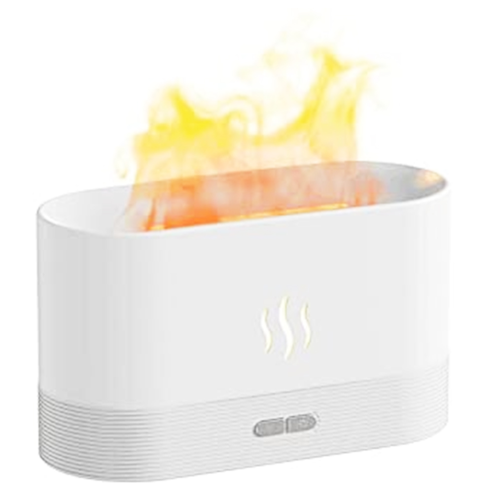

Aromatherapy Diffuser Simulation Flame Mist Humidifier USB Ultrasonic Cool Mist Aroma Essential for Home Office - White