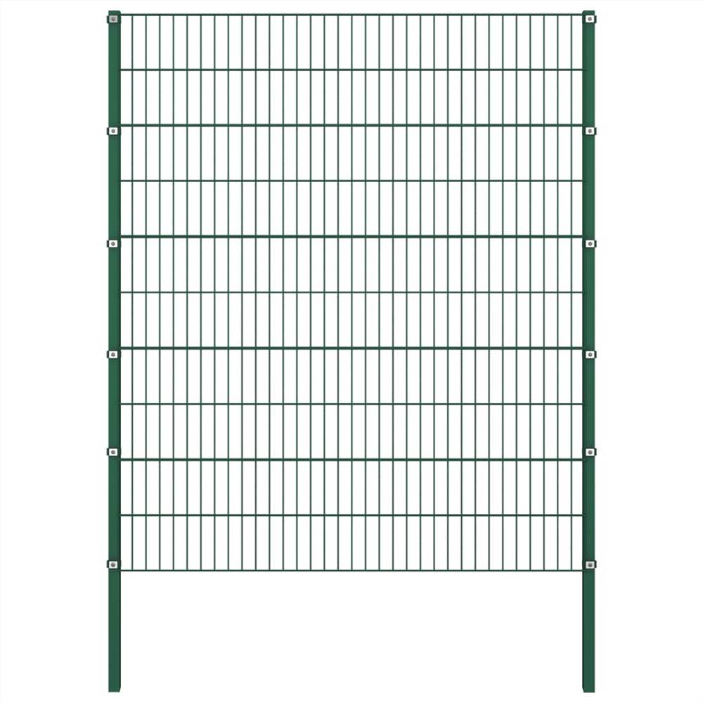Fence Panel with Posts Iron 5.1x2 m Green