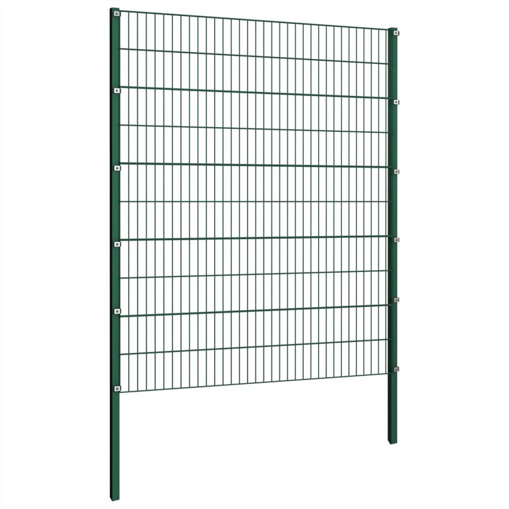 Fence Panel with Posts Iron 5.1x2 m Green