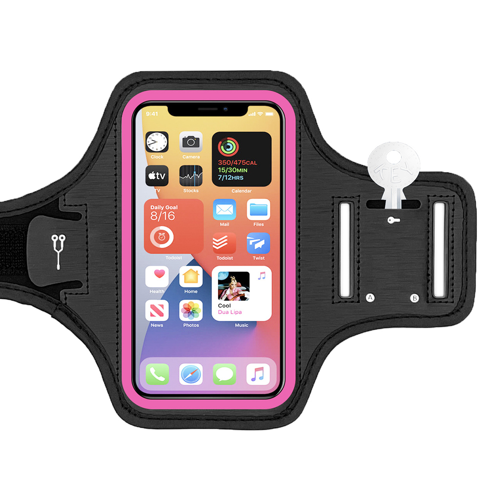 

Fitness Running Armband Phone Holder Bag Waterproof, 6.1 Inch for iPhone 11/12/12 Pro mini - Rose Red