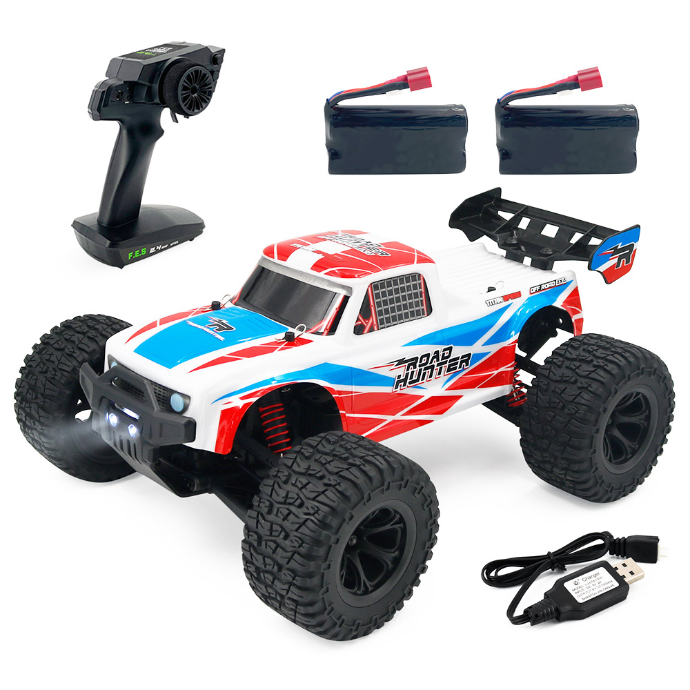

JJRC Q123 1: 10 Racing Car Field Pickup Brushed 4WD RTR RC Truck High Speed Off-Road with 2 Batteries - White & Blue