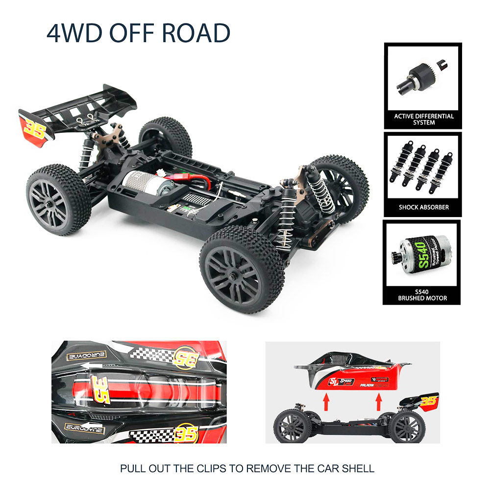 JJRC Q125 1 10 Racing Car Buggy Brushed 4WD RTR RC Car Red