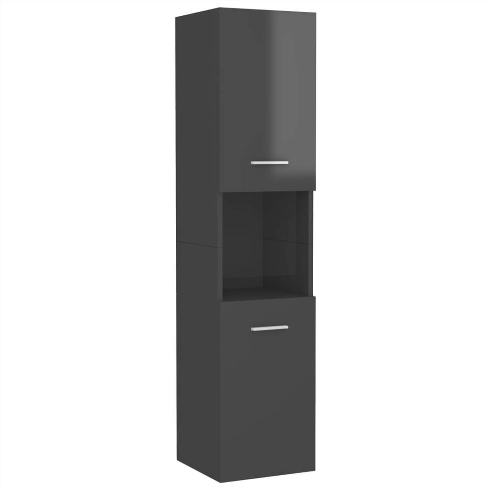 Bathroom Cabinet High Gloss Grey 30x30x130 cm Chipboard