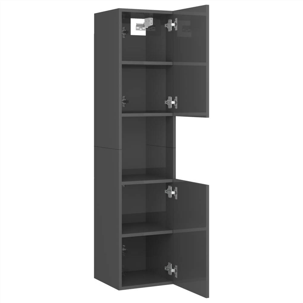 Bathroom Cabinet High Gloss Grey 30x30x130 cm Chipboard