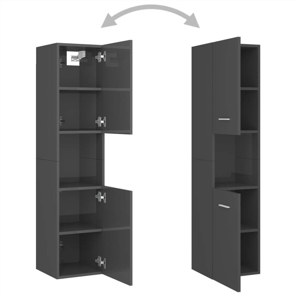 Bathroom Cabinet High Gloss Grey 30x30x130 cm Chipboard
