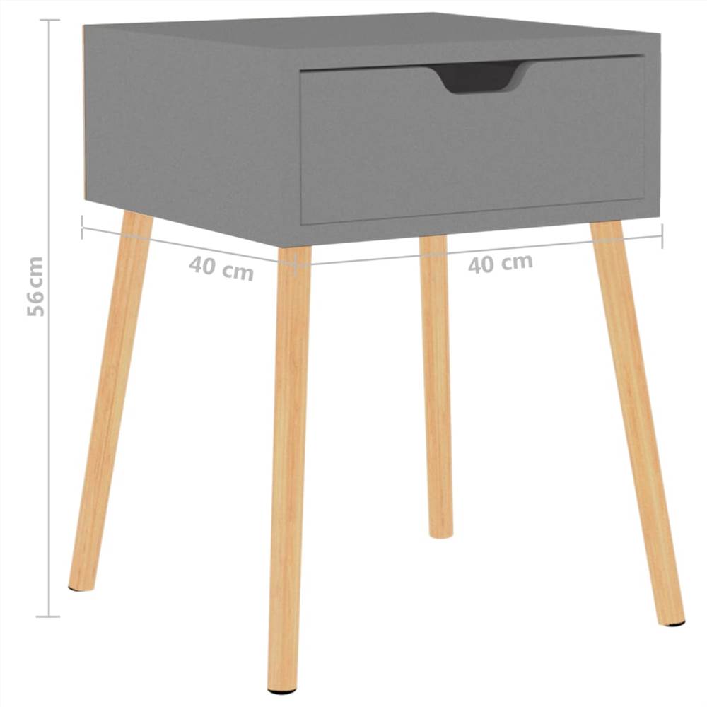 Bedside Cabinet Grey 40x40x56 cm Chipboard